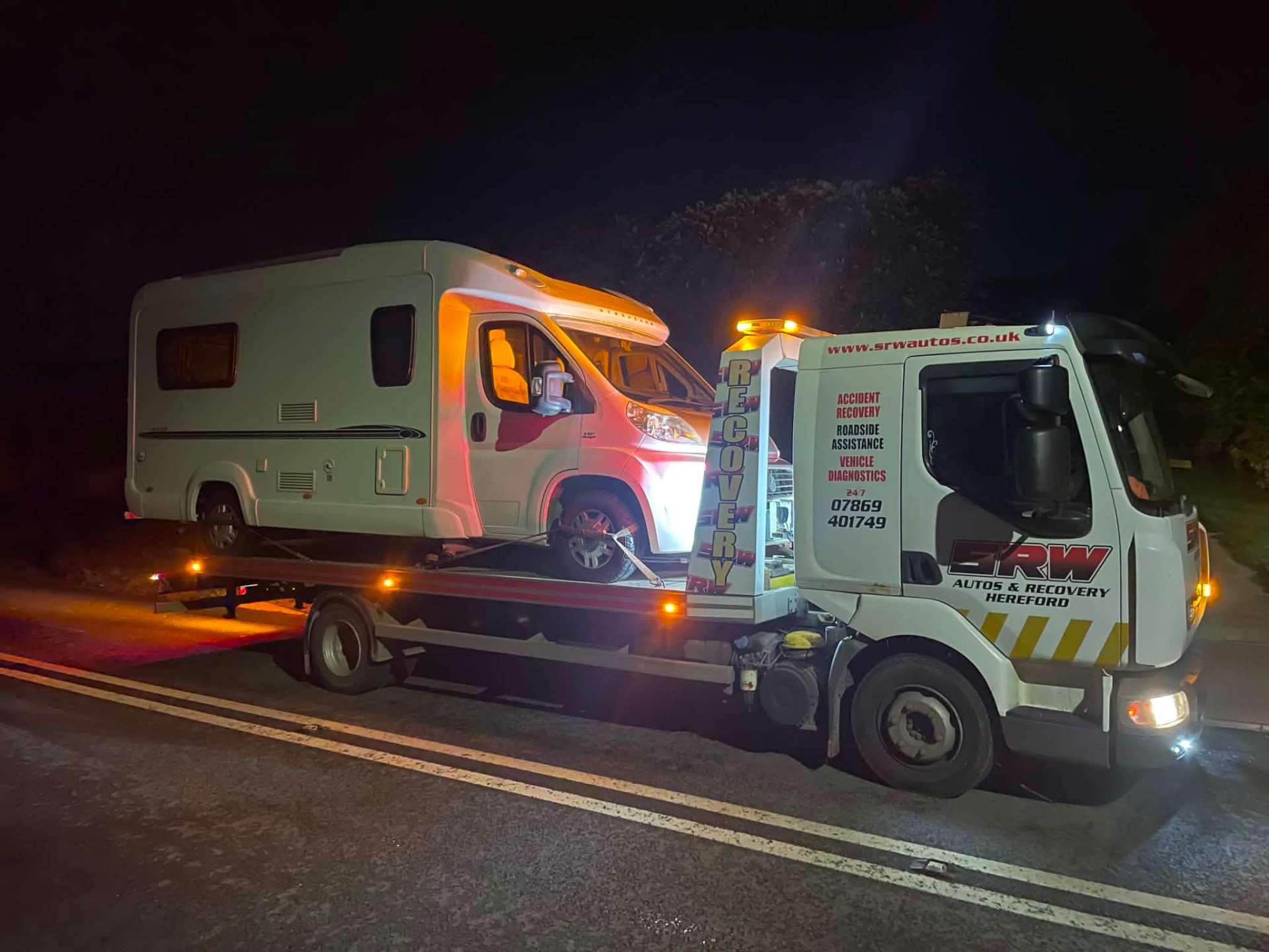 Motorhome recovered after dark